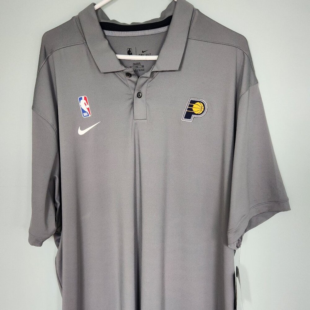 NIKE DRY DRI-FIT INDIANA PACERS COACHES GOLF POLO SHIRT GRAY XXL TALL